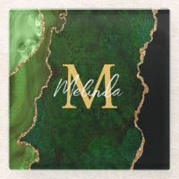 Agante de mármol verde y oro