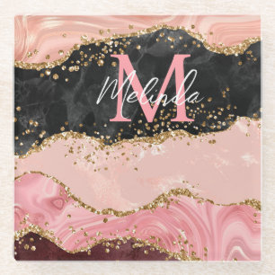 Posavasos De Vidrio Agitación de las secuencias negras y rosas