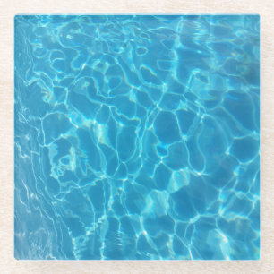 Posavasos De Vidrio Agua de Piscina Azul Celeste Cristalina