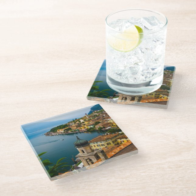 Posavasos De Vidrio Agua | Iglesia de San Benedetto Lago de Garda, Ita (Angular)