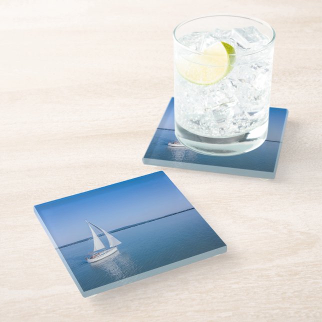 Posavasos De Vidrio Agua | Yate en el Lago Balaton en Hungría (Angular)