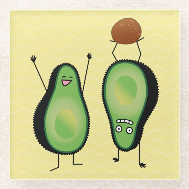 Posavasos De Vidrio Aguacate divertido aguacero verde (Anverso)