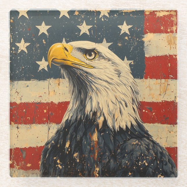 Posavasos De Vidrio Águila americana (Anverso)