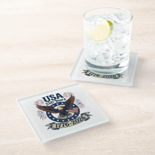 Posavasos De Vidrio Águila Americana Patriótica 250 Años 1776-2026