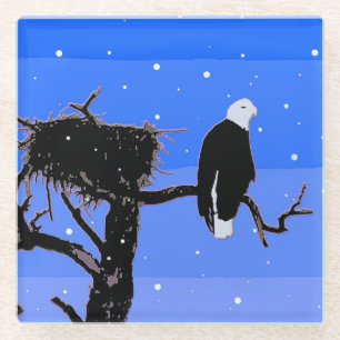 Posavasos De Vidrio Águila calva en invierno - Arte de vida salvaje or