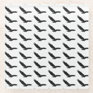 Posavasos De Vidrio Águila de aterrizaje negra y blanca