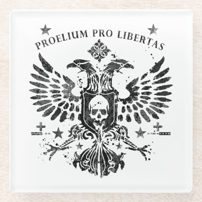 Posavasos De Vidrio Águila de doble cabeza moderna (Anverso)