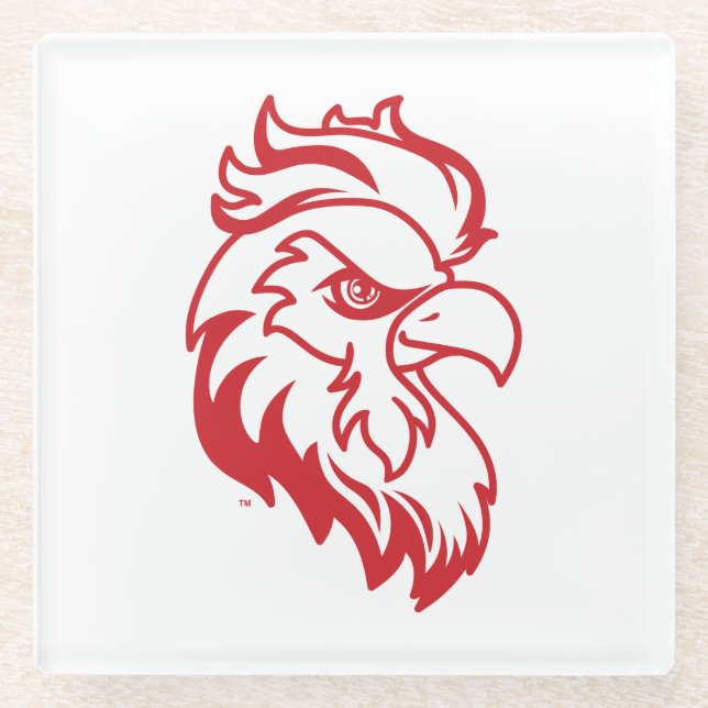 Posavasos De Vidrio Aguila Roja de la Universidad Estatal de Jacksonvi (Anverso)
