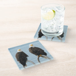 Posavasos De Vidrio Águilas calvas con vida salvaje divertida