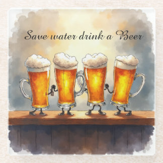 Posavasos De Vidrio Ahorra Agua, Bebe una Cerveza