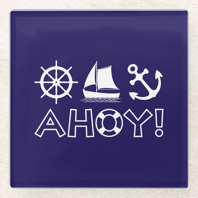 Posavasos De Vidrio ¡Ahoy! Blanca (Anverso)