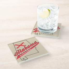 Posavasos De Vidrio Alabama Corazón de Dixie