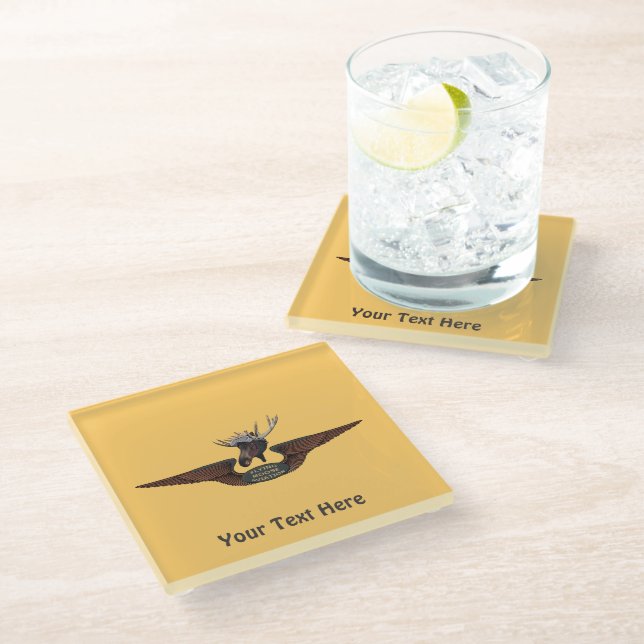 Posavasos De Vidrio Alas de Aviación de Moose Volador (Angular)