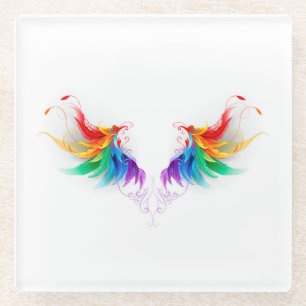 Posavasos De Vidrio Alas del arco iris fluidas
