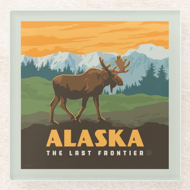Posavasos De Vidrio Alaska | Frontier Moose (Anverso)