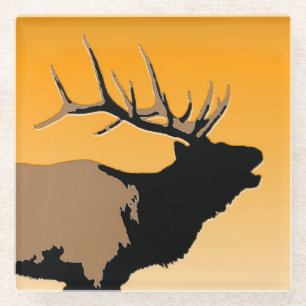 Posavasos De Vidrio Alce toro al atardecer original de la vida silvest