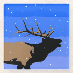 Posavasos De Vidrio Alce torpe en invierno - Arte de vida salvaje orig
