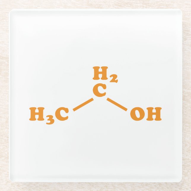 Posavasos De Vidrio Alcohol Etanol Fórmula Química Molecular (Anverso)