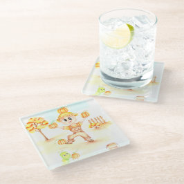 Posavasos De Vidrio Alegre cosecha pequeño niño jengibre