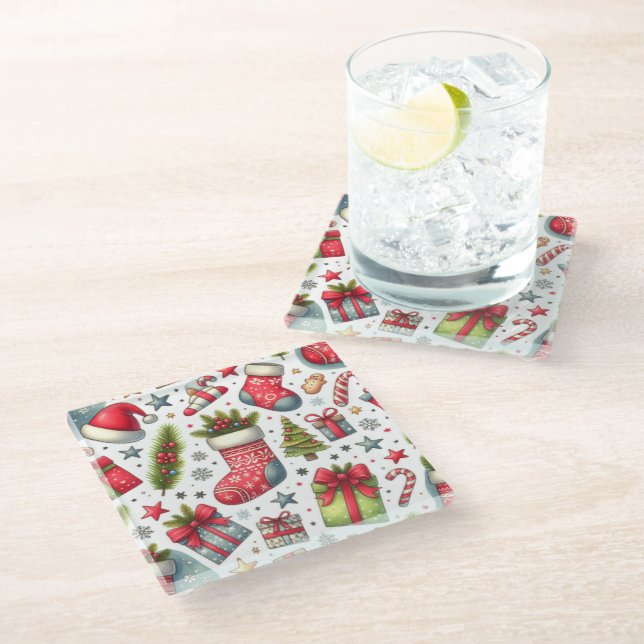 Posavasos De Vidrio Alegría de los Navidades (Angular)