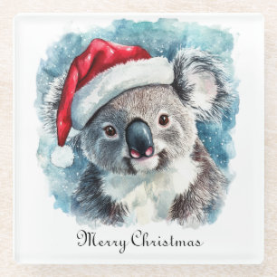 Posavasos De Vidrio Alegría Navideña Australiana, Koala personalizado