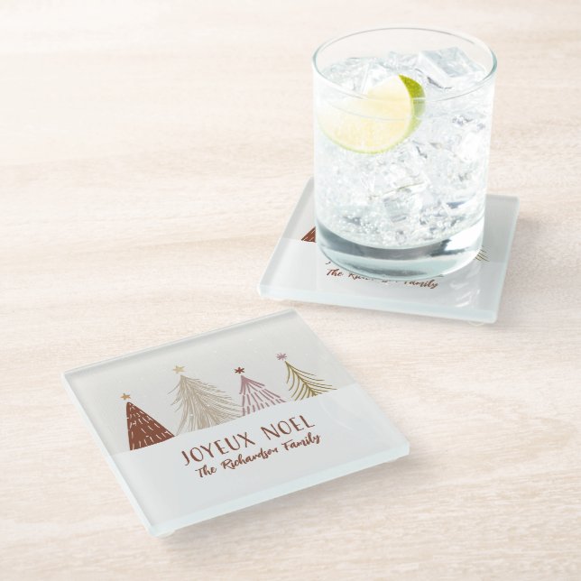 Posavasos De Vidrio Alegría Navideña Fiesta Familiar Decoración Navide (Angular)