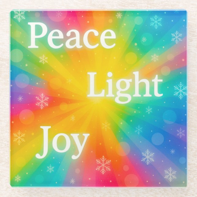Posavasos De Vidrio Alegría Paz Luz (Anverso)
