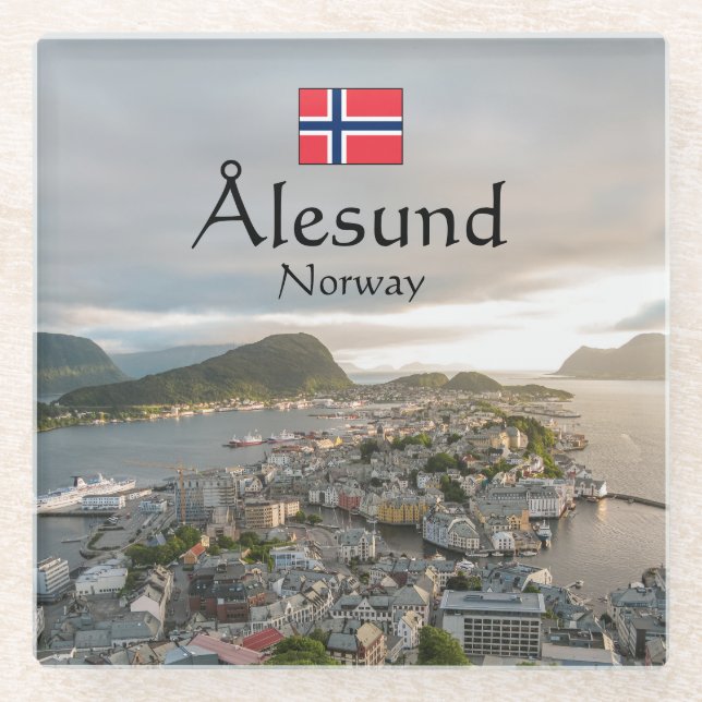 Posavasos De Vidrio Alesund Noruega (Anverso)
