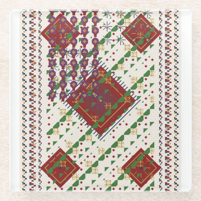 Posavasos De Vidrio Alfombra Persa  (Anverso)
