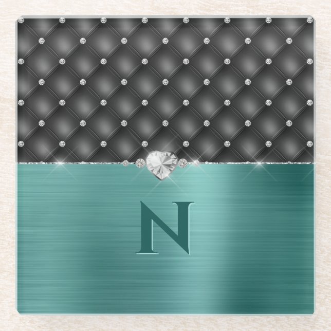 Posavasos De Vidrio Alfombras Metalizado verde azuladas de imitación y (Anverso)