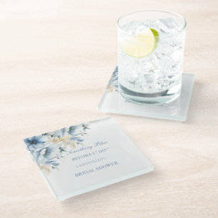 Posavasos De Vidrio Algo azul antes de la ducha floral nupcial