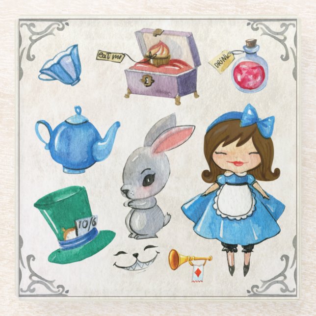 Posavasos De Vidrio Alice In Wonderland (Anverso)
