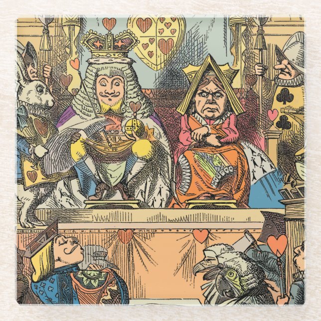 Posavasos De Vidrio Alicia en personajes del gato de Cheshire en el pa (Anverso)