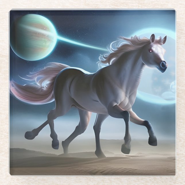 Posavasos De Vidrio Alien Horse (Anverso)