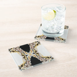 Posavasos De Vidrio Alligare Abstract Gold Black White Fluid Art