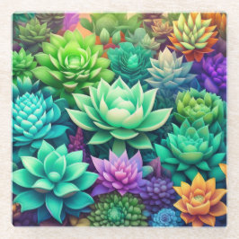 Posavasos De Vidrio Aloe Vera y Succulage Collage