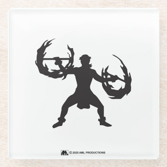 Posavasos De Vidrio ALOHA 3 Bailarina contra incendios hula (Anverso)