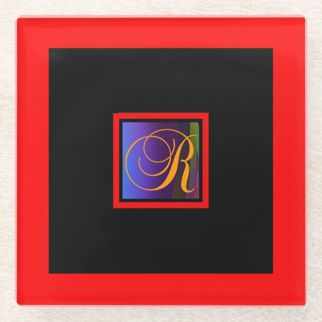 POSAVASOS DE VIDRIO ALPHABET INICIAL R MONOGRAM (Anverso)