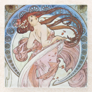 Posavasos De Vidrio Alphonse Mucha Diosa