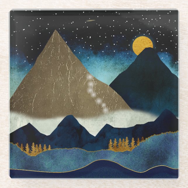 Posavasos De Vidrio Alpinistas de las Montañas Doradas (Anverso)