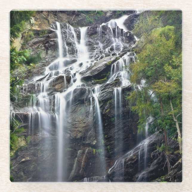 Posavasos De Vidrio Alps Mountain Top Waterfall (Anverso)