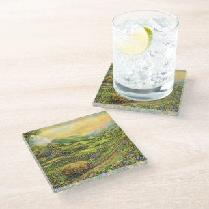 POSAVASOS DE VIDRIO AMABLE ESCENA RURAL IRLANDESA PACÍFICA