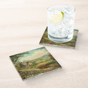 POSAVASOS DE VIDRIO AMABLE ESCENA RURAL IRLANDESA PACÍFICA