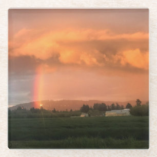 Posavasos De Vidrio Amanecer arcoiris