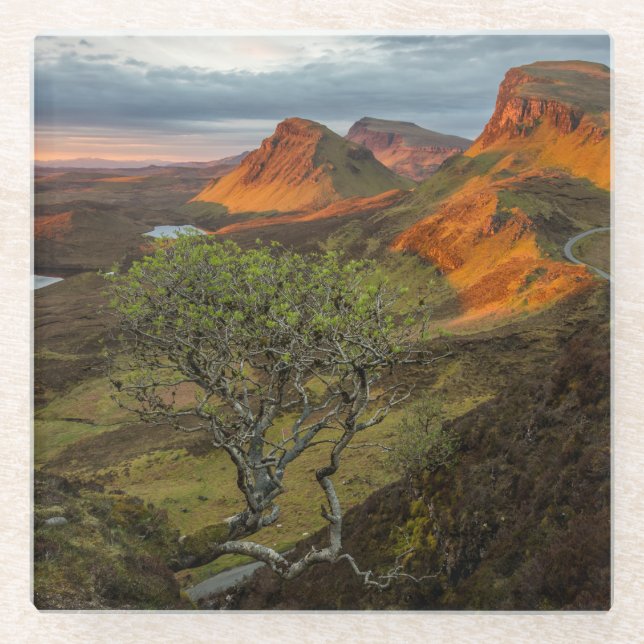 Posavasos De Vidrio Amanecer en las montañas Quiraing en Skye, Escocia (Anverso)