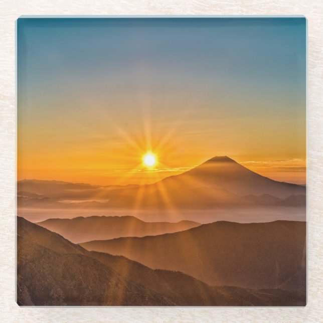 Posavasos De Vidrio Amanecer entre las colinas (Anverso)