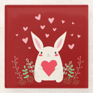 Posavasos De Vidrio Amante de Kawaii Bunny Personalizado