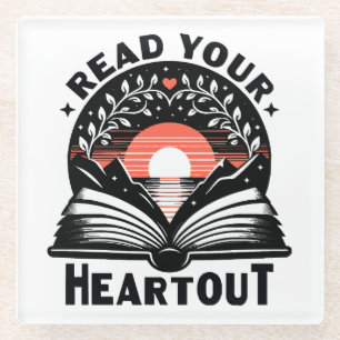 Posavasos De Vidrio Amante de la lectura Lee tu corazón Libro Nerd