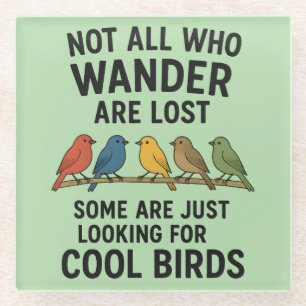 Posavasos De Vidrio Amante de la naturaleza errante que busca pájaros