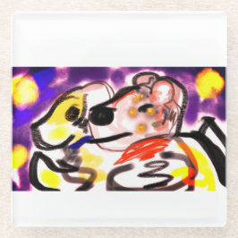 Posavasos De Vidrio Amante de los perros por la noche